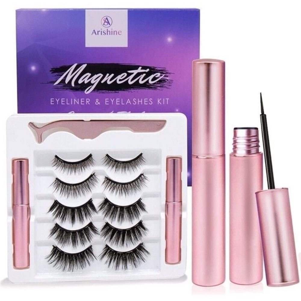 NEW ARISHINE Gorgeous & Flawless MAGNETIC EYELINER & EYELASHES KIT - 10 Pairs